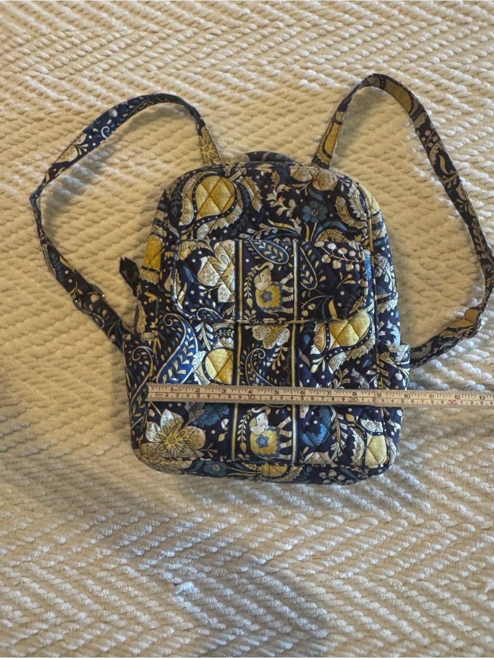 Vera Bradley Quilted Paisley Backpack - Navy & Yellow